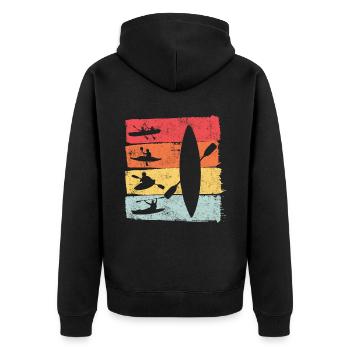Kanurennsport | Retro Style - Unisex Premium Bio Zip Hoodie - Schwarz - Hinten - Nico (187cm)