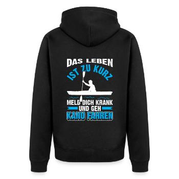 Lustige Kanurennsport | Kanusport Geschenk - Unisex Premium Bio Zip Hoodie - Schwarz - Hinten - Nico (187cm)