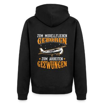 Modellflug Modellfliegen - Unisex Premium Bio Zip Hoodie - Schwarz - Hinten - Nico (187cm)