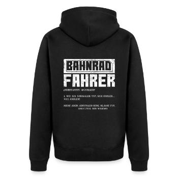 Bahnradfahrer Bahnrad Geschenk - Unisex Premium Bio Zip Hoodie - Schwarz - Hinten - Nico (187cm)