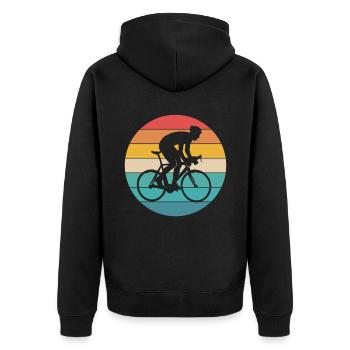 Bahnrad Fahrrad Sport Radfahrer - Unisex Premium Bio Zip Hoodie - Schwarz - Hinten - Nico (187cm)