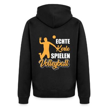 Beachvolleyball | Echte Kerle spielen Volleyball - Unisex Premium Bio Zip Hoodie - Schwarz - Hinten - Nico (187cm)