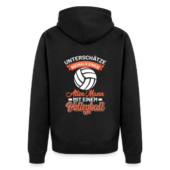 Beachvolleyball - Unisex Premium Bio Zip Hoodie - Schwarz - Hinten - Nico (187cm)