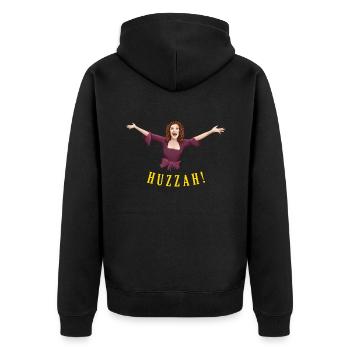 HUZZAH! - Unisex Premium Organic Zip Hoodie - black - Back - Nico (187cm)