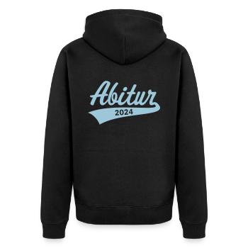 Abitur 2024 (Abiturient / Abi / Hochschulreife W) - Unisex Premium Bio Zip Hoodie - Schwarz - Hinten - Nico (187cm)