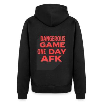 Einen Tag AFK Gamer - Unisex Premium Bio Zip Hoodie - Schwarz - Hinten - Nico (187cm)