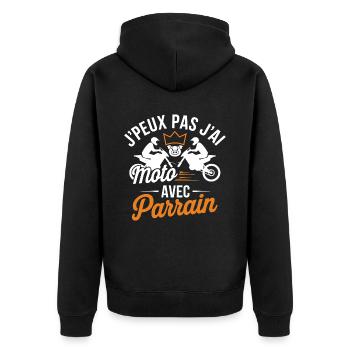 Motard avec Parrain - J'peux pas j'ai Moto - Veste à capuche bio Premium Unisexe - noir - Dos - Nico (187cm)