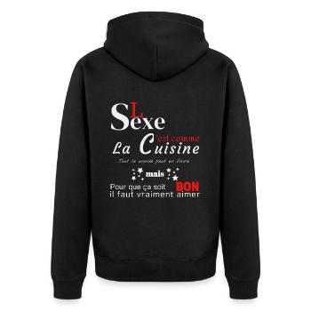 Le Sexe c'est comme la cuisine! - Veste à capuche bio Premium Unisexe - noir - Dos - Nico (187cm)