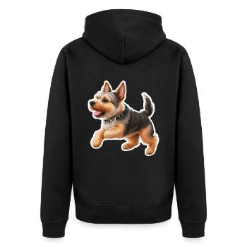 Yorkshire Terrier - Unisex Premium Bio Zip Hoodie - Schwarz - Hinten - Nico (187cm)