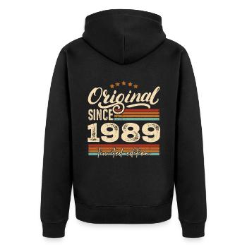 Original 1989 Vintage - Cadeau D’anniversaire 1989 - Veste à capuche bio Premium Unisexe - noir - Dos - Nico (187cm)