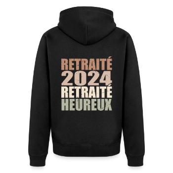 Happy Retiree Retirement Gift 2024 - Unisex Premium Organic Zip Hoodie - black - Back - Nico (187cm)