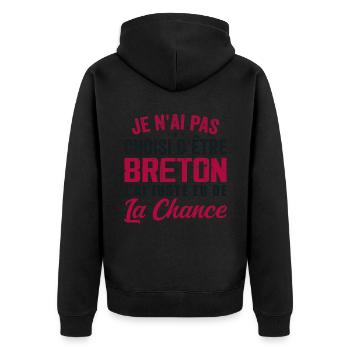 Nicht auserwählt, bretonisch zu sein - Humor schenken - Unisex Premium Bio Zip Hoodie - Schwarz - Hinten - Nico (187cm)