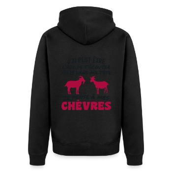 Dans Ma Tête Je Pense à Mes Chèvres - Veste à capuche bio Premium Unisexe - noir - Dos - Nico (187cm)
