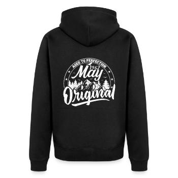Mai 1962 Geburtstag Mai 1962 Geschenk Mai 1962 Mai - Unisex Premium Bio Zip Hoodie - Schwarz - Hinten - Nico (187cm)