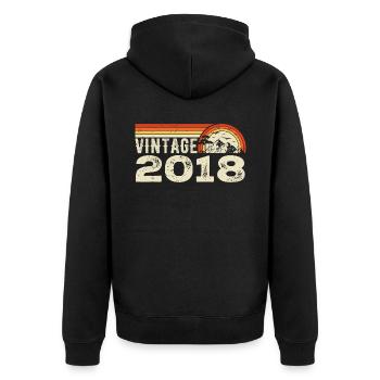 Jahrgang 2018 Retro 2018 Geburtstagsgeschenk 2018 - Unisex Premium Bio Zip Hoodie - Schwarz - Hinten - Nico (187cm)