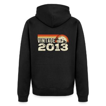 Vintage 2013 Retro 2013 Birthday Gift 2013 - Unisex Premium Organic Zip Hoodie - black - Back - Nico (187cm)
