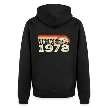 Vintage 1978 Retro 1978 Birthday Gift 1978 - Unisex Premium Organic Zip Hoodie - black - Back - Nico (187cm)