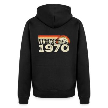 Jahrgang 1970er Geburtstagsgeschenk 1970er Retro 1970er Jahre - Unisex Premium Bio Zip Hoodie - Schwarz - Hinten - Nico (187cm)