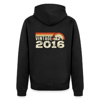 Vintage 2016 Cadeau Anniversaire 2016 Rétro 2016 - Veste à capuche bio Premium Unisexe - noir - Dos - Nico (187cm)