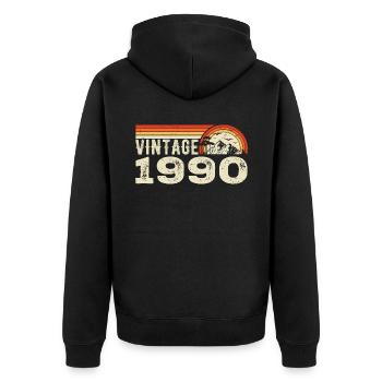 Jahrgang 1990er Geburtstagsgeschenk 1990er Retro 1990er Jahre - Unisex Premium Bio Zip Hoodie - Schwarz - Hinten - Nico (187cm)