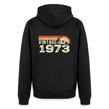 Vintage 1973 Birthday Gift 1973 Retro 1973 - Unisex Premium Organic Zip Hoodie - black - Back - Nico (187cm)