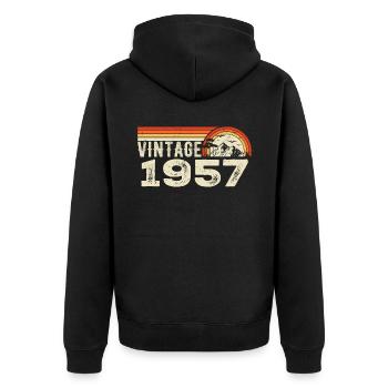 Vintage 1957 Geburtstagsgeschenk 1957 Retro 1957 - Unisex Premium Bio Zip Hoodie - Schwarz - Hinten - Nico (187cm)