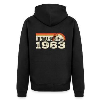 Vintage 1963 Birthday Gift 1963 Retro 1963 - Unisex Premium Organic Zip Hoodie - black - Back - Nico (187cm)