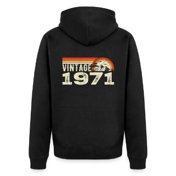 Jahrgang 1971 Geburtstagsgeschenk 1971 Retro 1971 - Unisex Premium Bio Zip Hoodie - Schwarz - Hinten - Nico (187cm)