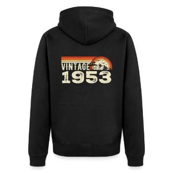 Vintage 1953 Retro 1953 Geburtstagsgeschenk - Unisex Premium Bio Zip Hoodie - Schwarz - Hinten - Nico (187cm)