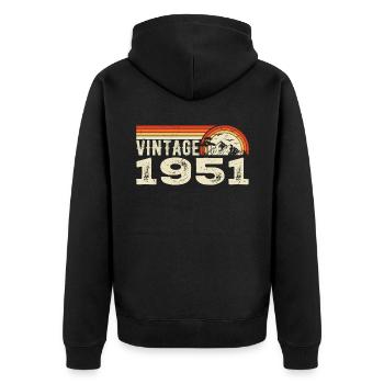 Jahrgang 1951 Geburtstagsgeschenk 1951 Retro 1951 - Unisex Premium Bio Zip Hoodie - Schwarz - Hinten - Nico (187cm)
