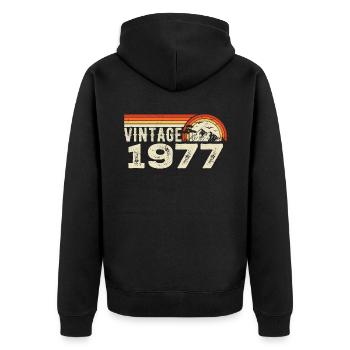 Vintage 1977 Retro 1977 Birthday Gift 1977 - Unisex Premium Organic Zip Hoodie - black - Back - Nico (187cm)