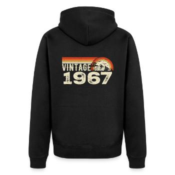 Jahrgang 1967 Retro 1967 Geburtstagsgeschenk - Unisex Premium Bio Zip Hoodie - Schwarz - Hinten - Nico (187cm)