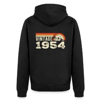 Vintage 1954 Retro 1954 Birthday Gift 1954 - Unisex Premium Organic Zip Hoodie - black - Back - Nico (187cm)