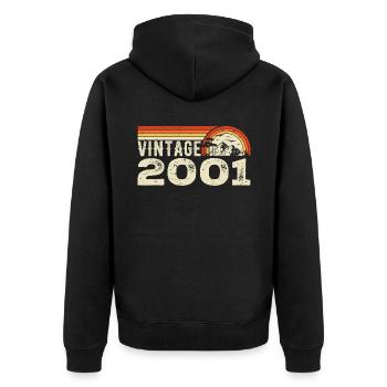 Vintage 2001 Retro 2001 Birthday Gift 2001 - Unisex Premium Organic Zip Hoodie - black - Back - Nico (187cm)