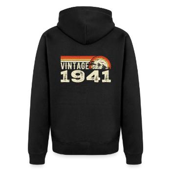 Jahrgang 1941 Geburtstagsgeschenk 1941 Retro 1941 - Unisex Premium Bio Zip Hoodie - Schwarz - Hinten - Nico (187cm)