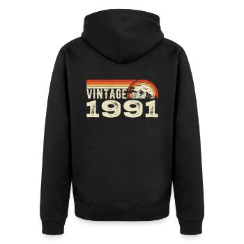 Vintage 1991 Birthday Gift 1991 Retro 1991 - Unisex Premium Organic Zip Hoodie - black - Back - Nico (187cm)