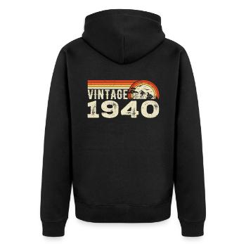 Vintage 1940 Cadeau Anniversaire 1940 Rétro 1940 - Veste à capuche bio Premium Unisexe - noir - Dos - Nico (187cm)
