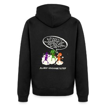 Aliens tanzen Joghurtstep - Unisex Premium Bio Zip Hoodie - Schwarz - Hinten - Nico (187cm)