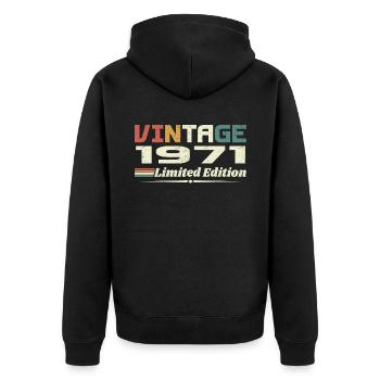 Vintage 1971 Gift 1971 Birthday 1971 Retro - Unisex Premium Organic Zip Hoodie - black - Back - Nico (187cm)