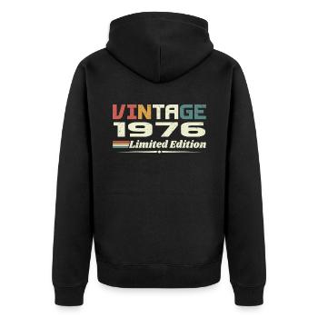Vintage 1976 Gift 1976 Birthday 1976 Retro - Unisex Premium Organic Zip Hoodie - black - Back - Nico (187cm)