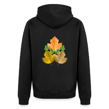 feuilles colorées d’un arbre dans le feuillage des feuilles d’automne - Veste à capuche bio Premium Unisexe - noir - Dos - Nico (187cm)