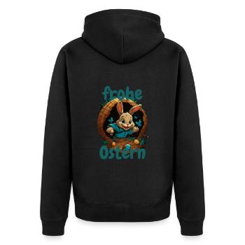 frohe Ostern Osterhase im Osterkorb Hase Easter - Unisex Premium Bio Zip Hoodie - Schwarz - Hinten - Nico (187cm)