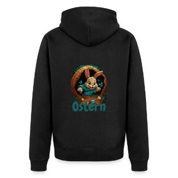 Ostern Osterhase im Osterkorb Hase Easter Egg - Unisex Premium Bio Zip Hoodie - Schwarz - Hinten - Nico (187cm)