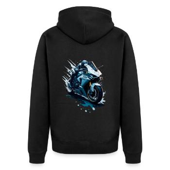 Sport motorcycle illustration - Unisex Premium Organic Zip Hoodie - black - Back - Nico (187cm)