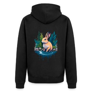 Beautiful illustration of a rabbit - Unisex Premium Organic Zip Hoodie - black - Back - Nico (187cm)