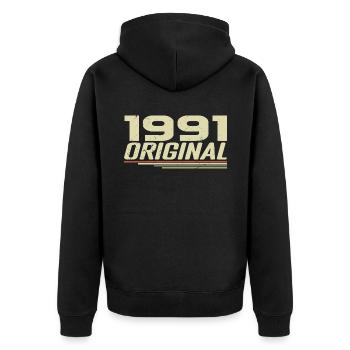 Né en 1991 Vintage 1991 Anniversaire Rétro 1991 - Veste à capuche bio Premium Unisexe - noir - Dos - Nico (187cm)