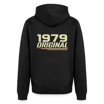 Born in 1979 Vintage 1979 Retro Birthday 1979 - Unisex Premium Organic Zip Hoodie - black - Back - Nico (187cm)