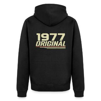 Né en 1977 Vintage 1977 Anniversaire Rétro 1977 - Veste à capuche bio Premium Unisexe - noir - Dos - Nico (187cm)