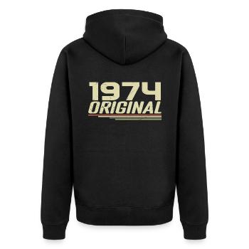 Né en 1974 Vintage 1974 Anniversaire Rétro 1974 - Veste à capuche bio Premium Unisexe - noir - Dos - Nico (187cm)