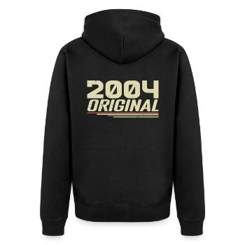 Born in 2004 Vintage 2004 Retro Birthday 2004 - Unisex Premium Organic Zip Hoodie - black - Back - Nico (187cm)